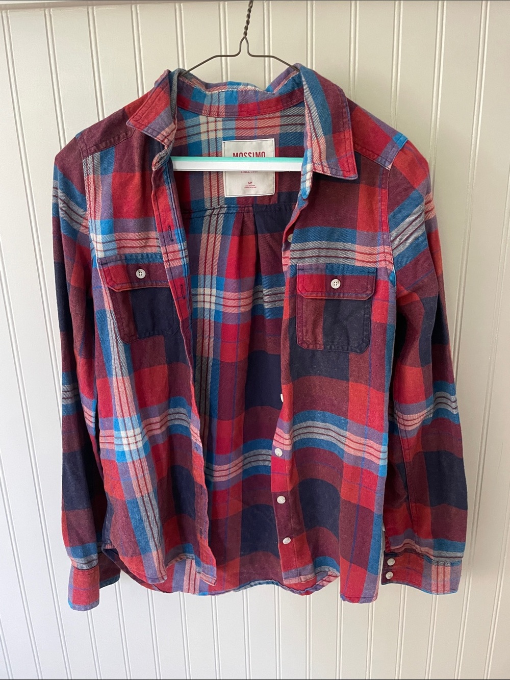Mossimo Supply Co. Women’s Red & Blue Plaid Button-Down Shirt